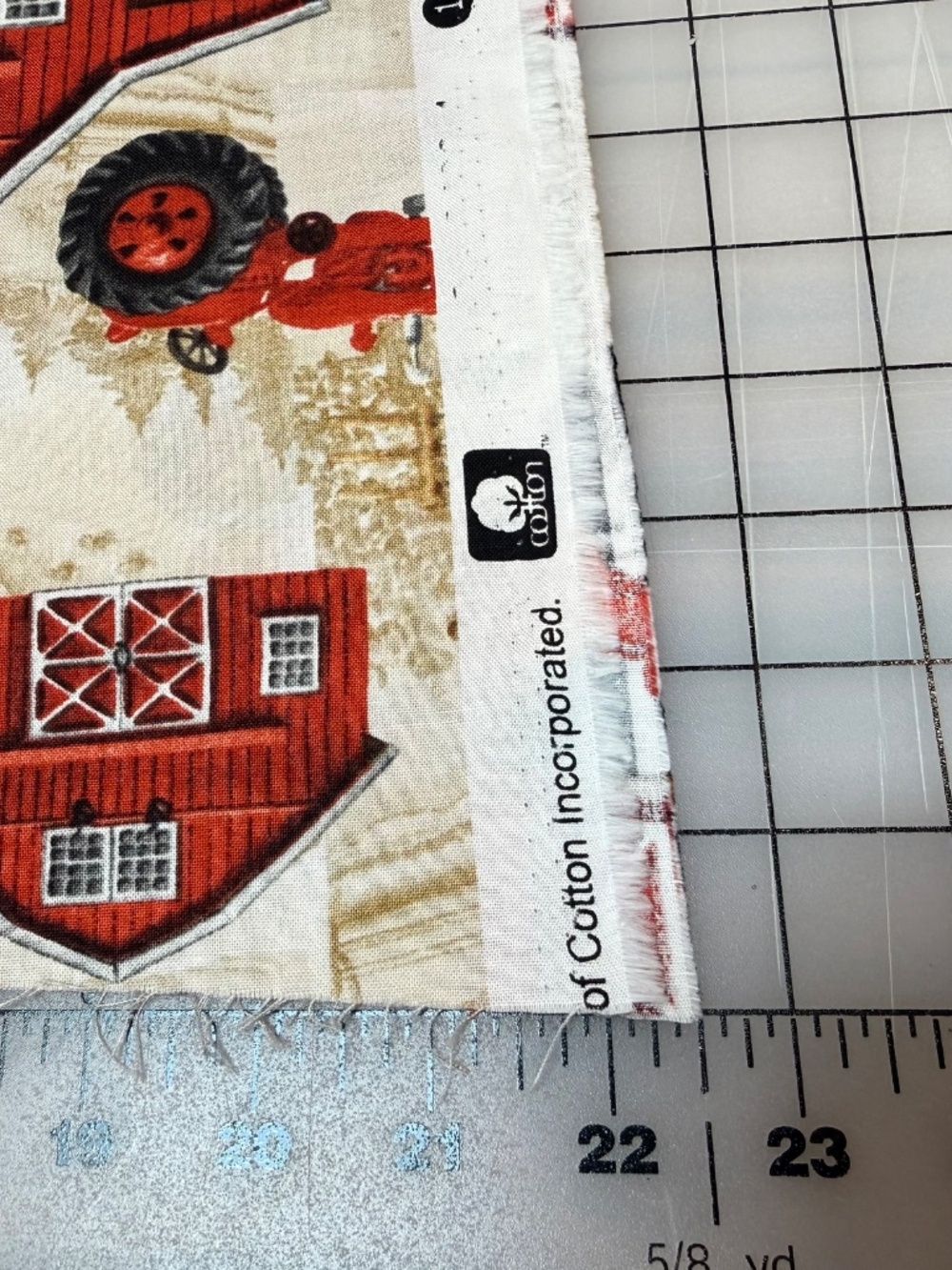 David Textiles Red Tractor Barn Farm Cotton Fabric just over a yard - Picture 3 of 5